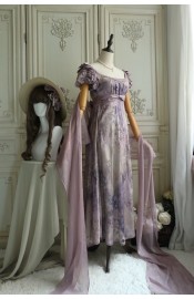 Faeries Daffodil Purple Wisteria Vines Empire Waist OP(Reservation/Full Payment Without Shipping)